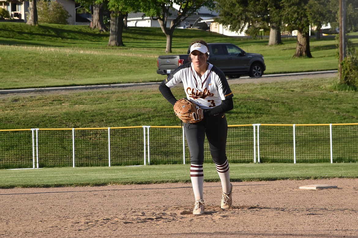Freshman Paige Richardson (3) pitches during the game against Eastmont on May 20.