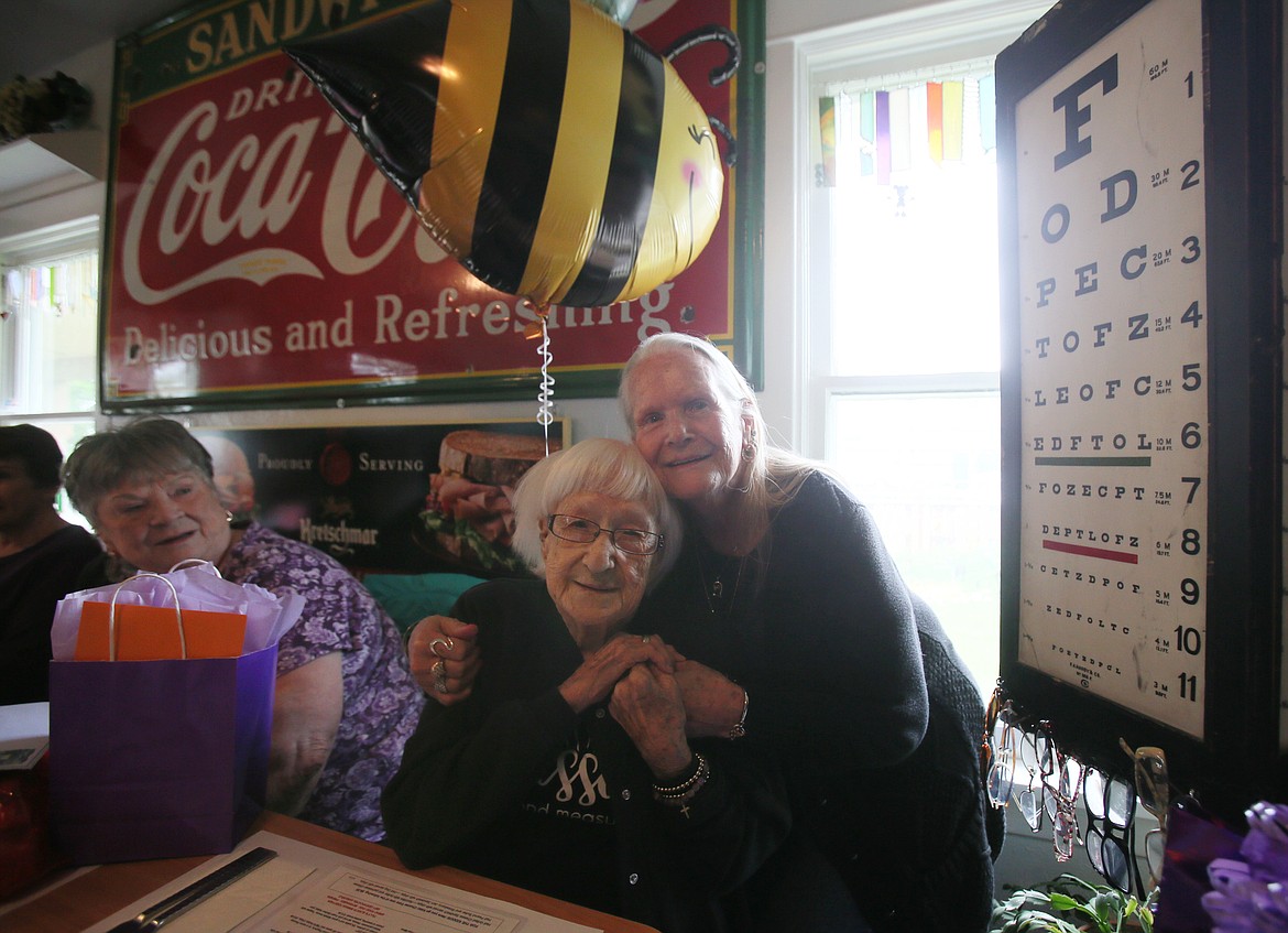 "Grandma" Betty Martin is a favorite customer at Tilly's Restaurant in Post Falls, where she celebrated her 100th birthday with friends and loved ones Tuesday. Martin, of Post Falls, is seen here with her daughter, Diana Earles of Shelton, Wash.