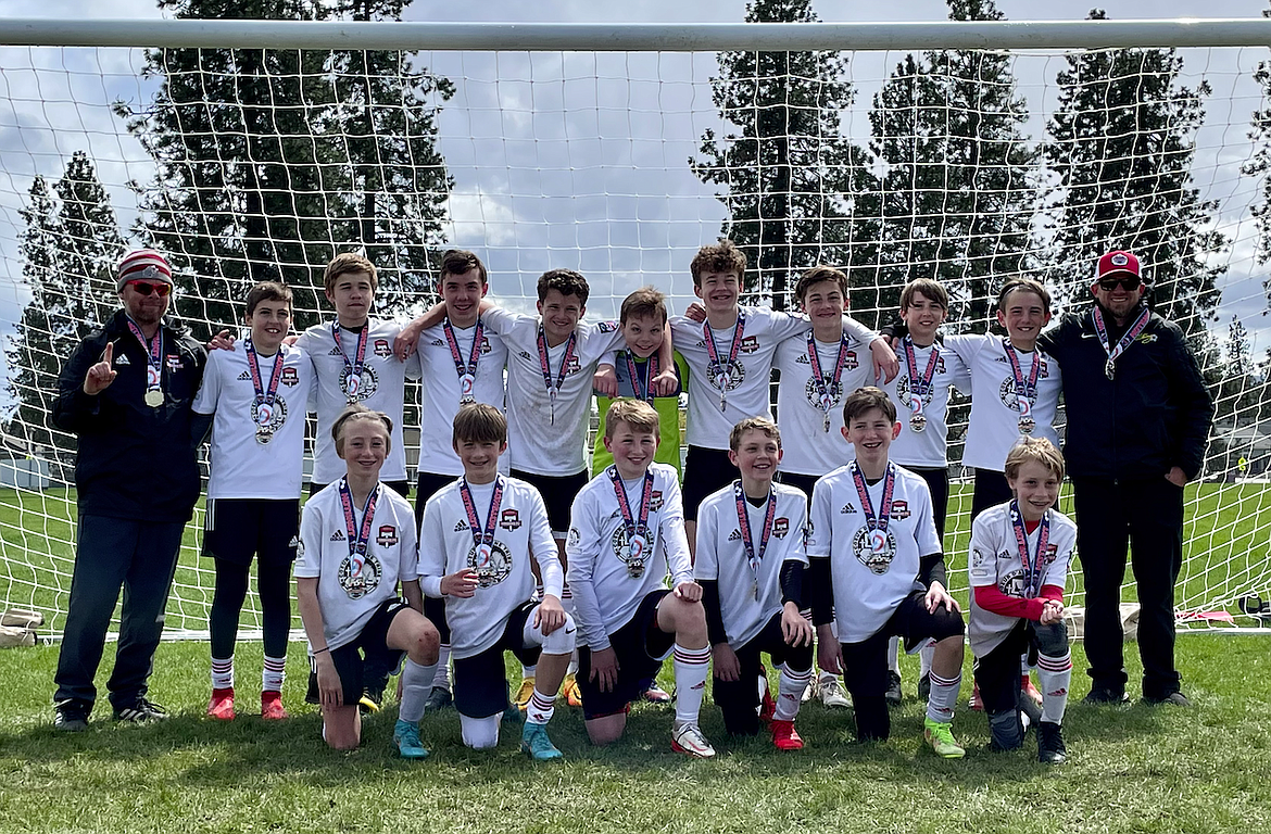 Courtesy photo
The Timbers North FC 09 boys Red soccer team has had a busy two weeks of soccer. They had four shutout games in the recent Bill Eisenwinter Hot Shot Tournament and took first place in the U13 boys Gold division. On Saturday, May 7 they won 5-0 against NSC Montana and 3-0 against GESC 09b Black. Sunday, May 8 they defeated the Sandpoint Strikers 5-0 in the semifinals and went on to win 2-0 in the championship game against NSC Montana. In their league play, the Timbers played four games last week — a 4-0 loss on Sunday, May 15 vs WESC B09 Johnson Blue, a 5-0 win on Tuesday, May 17 vs Timbers North FC 2010 boys, and two ties this past Saturday, 2-2 vs WESC B09 Johnson Blue and 0-0 vs United SC Ops Estrada.  
The Timbers ended the league season 3-2-1, in second place for the Washington Premier League, Classic 1 East, U13 boys. In the front row from left are Rowan Wyatt, Blake Wise, Kason Foreman, Anthony Miller, Jacob Melun and Luke Fritts; and back row from left, coach Matt Fritts, Grant Johnson, Brooks Judd, Taylor Smith, Ayden Cragun, Stefan Pawlik, Creighton Lehosit, Payson Shaw, Sam Mendel, Mason Taylor and coach Jason Wyatt.