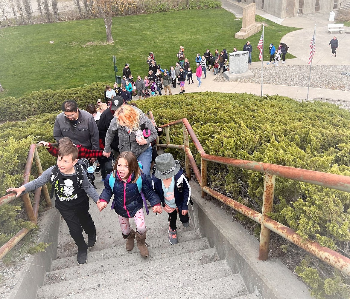 Close to 200 students, parents, school district employees and younger siblings walked from the city parking lot to Valley View.