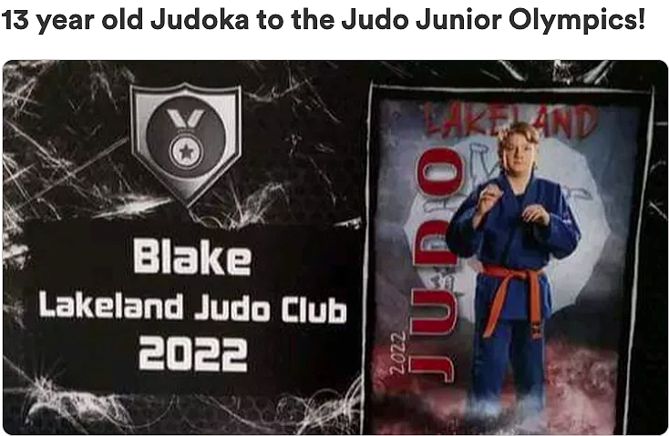 From the GoFundMe page for Blake Cameron, who has qualified for the USA Judo Junior Olympics in San Jose, Calif., on June 24-26.