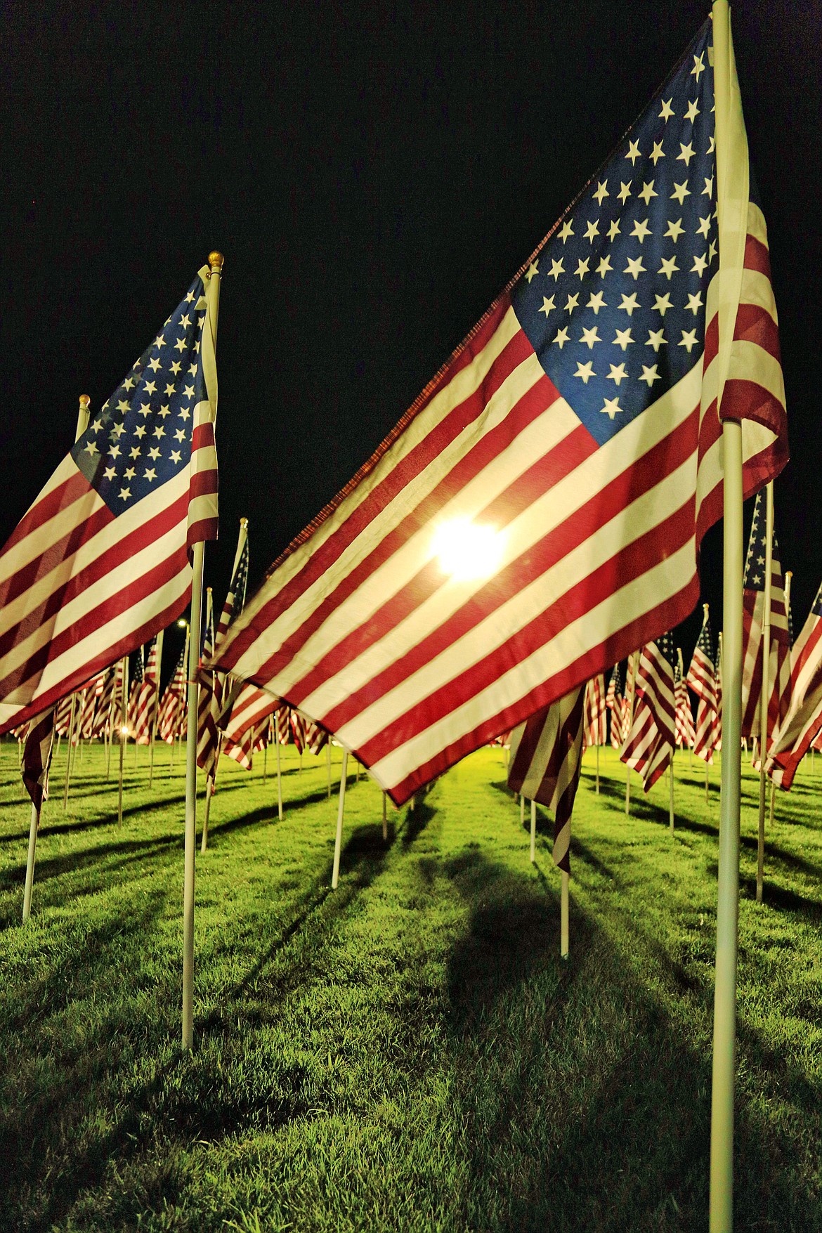 The Flathead Valley Exchange Club and Glacier High School teamed up to host a Field of Honor event over Memorial Day weekend, featuring rows upon rows of American flags. (Photo courtesy Patrick Booth)