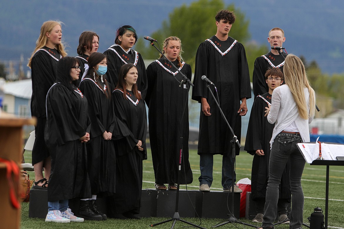 The RHS Choir performs at the Ronan High School graduation on May 29, 2022. (JP Edge/Hungry Horse News)