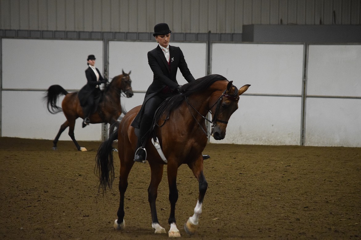 Riders demonstrate their skills and ability to command their horses during a competition held by the Inland Empire Arabian Horse Club’s annual Memorial Day Classic in Moses Lake on Saturday.