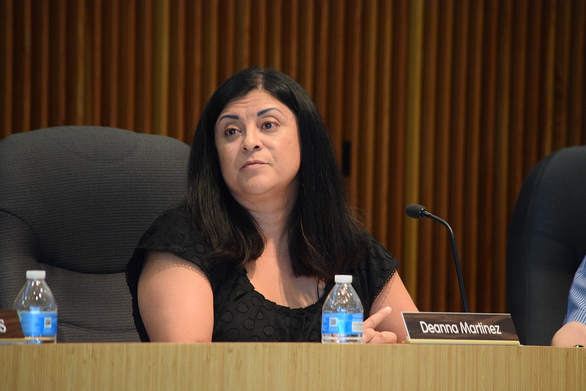 Moses Lake City Council Member Deanna Martinez at a special meeting on Tuesday. The Moses Lake City Council voted unanimously to keep the current comprehensive plan, passed by the council last November, but to withdraw from consideration any proposed changes to the city’s Urban Growth Area.