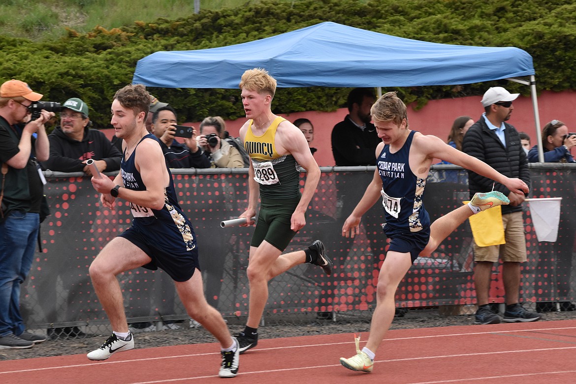 The Quincy 4x400 relay placed 7th in the finals. The team was composed of sophomore Jayden Richards, senior Aidan Heikes (pictured), senior Ecduy Gordillo and senior Jalen Spence.