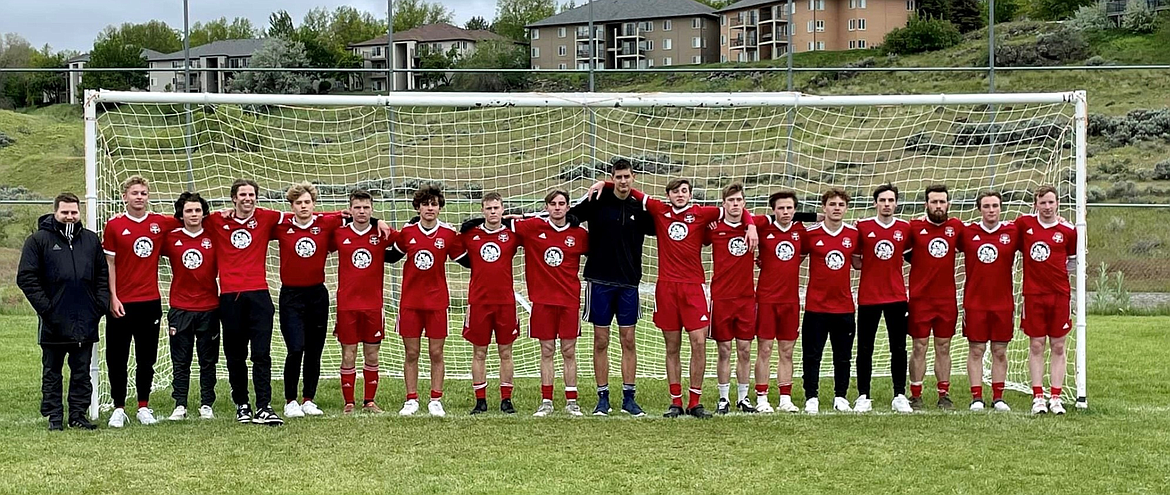 Courtesy photo
The Timbers North FC 03/04B Red boys soccer team went 3-0-1 and finished second via a tiebreaker in the Boys U19 division at the Idaho State Cup last weekend in Boise. On Friday the Timbers defeated Renegades IF United 03/04 1-0.Kohrt Weber had the lone goal and keeper Kael McGowan had the shutout. On Saturday the Timbers defeated Idaho Surf MV 03/04 9-1. Timbers goals were scored by Noah Janzen with two, Logan Koller with one, Evan Darling with one, Jack Shrontz with one, Zack Wenglikowski with one, and Kohrt Weber with three. Timbers assists were by Walker Jump with one, Tyler Gasper with two, Otto Geilenfeldt with one, Joseph Sarkis with one, and Jack Shrontz with one. On Sunday the Timbers tied the Boise Timbers 03B 2-2. Noah Janzen had two goals, Kohrt Weber with one assist for the Timbers North. On Monday the Timbers North completed round-robin play by defeating Premier Brown 03/04 4-2. Timbers goals were by Logan Koller with one, Noah Janzen with two, and Walker Jump with one.
Assists were by Noah Janzen with two, Joseph Sarkis with one, and Zak Wenglikowski with one. From left are coach Kasey Lafoon, Cody Smith, Nolan Angell, Evan Darling, Zak Wenglikowski, Evan Lowder, Joseph Sarkis, Walker Jump, Otto Geilenfeldt, Kael McGowan, Jack Shrontz, Noah Janzen, Andon Brandt, Kohrt Weber, Logan Koller, Evan Brinkmeier, Ethaniel Johnson and Tyler Gasper. The Boise Timbers qualified for the US Youth Soccer Far West Regionals; the Timbers North earned an invitation to the USYS Far West Presidents Cup in mid-June in Phoenix, but declined due to other obligations with the players.