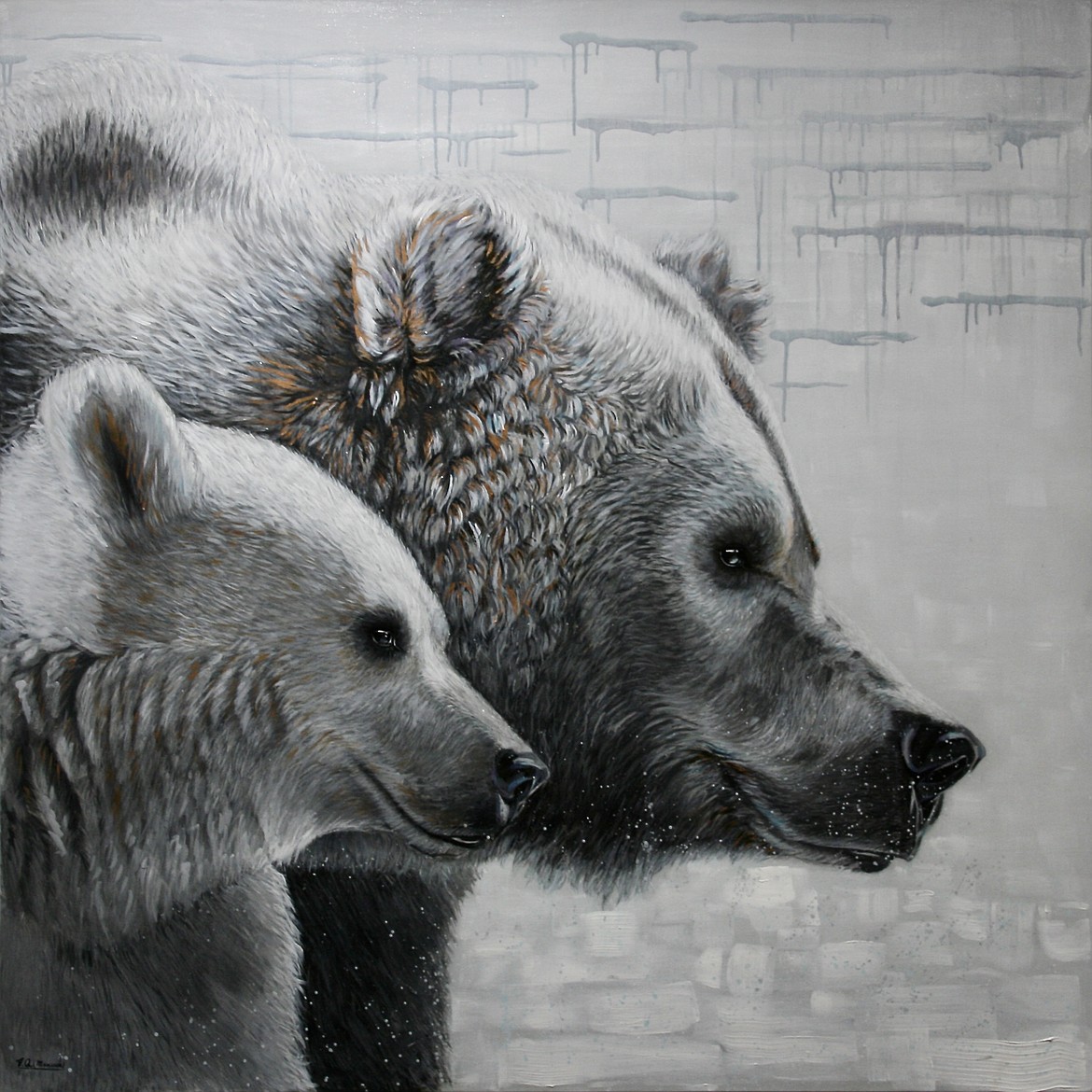 "Grizzly Mom," 48"x48" by Deborah Quynn.