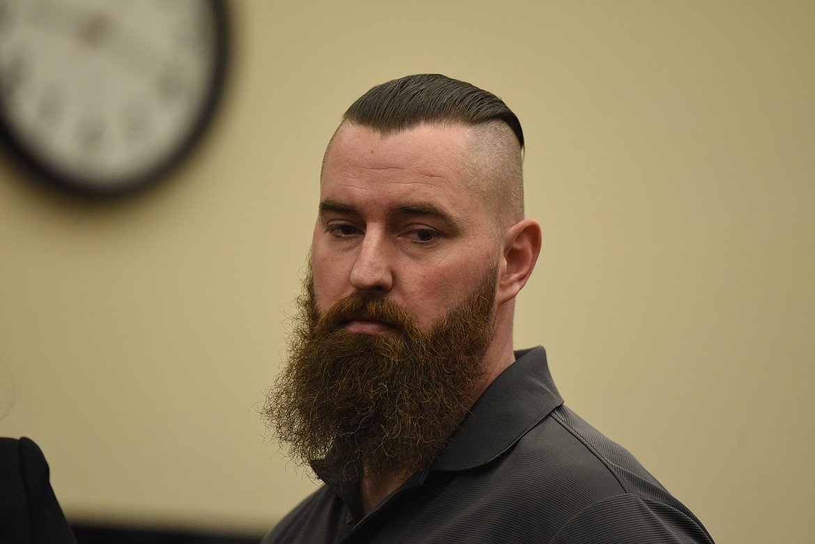 Shawn Steven Fauske at his arraignment on a sexual intercourse without consent charge in Flathead County District Court on Thursday, June 2. (Derrick Perkins/Daily Inter Lake)