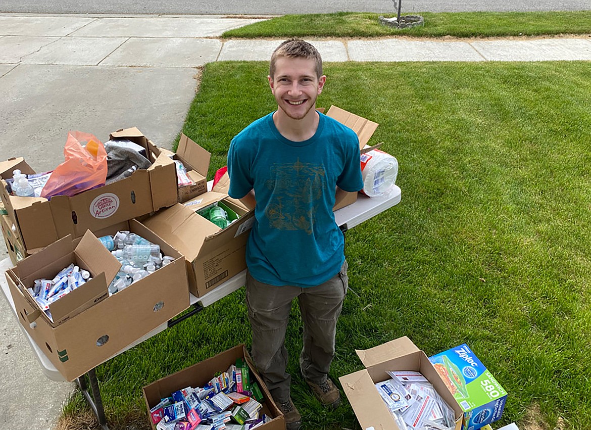 Post Falls High School senior Miles Butler has spent the past few months gathering supplies to create emergency preparedness kits, which he will distribute to community members between 5 and 7 p.m. Monday at the Post Falls Library.