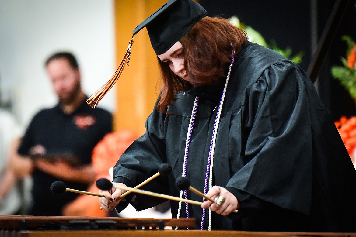 Graduate Melody Carhart performs "Midnight Moon" by Justin Doute on the marimba at Flathead High School's Class of 2022 commencement ceremony on Friday, June 3. (Casey Kreider/Daily Inter Lake)