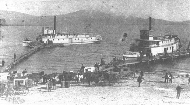 The Crescent and Tom Carter at Polson in the late 1890s. (photo provided by the Polson Flathead Historical Museum)