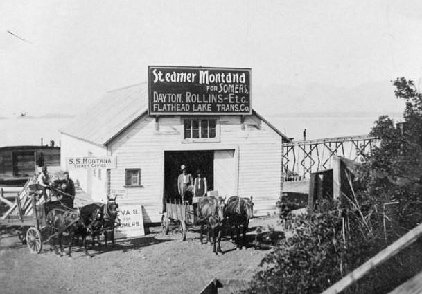 Steamer Montana offices in Polson around 1900. (photo provided by the Paul Fugleberg Collection - Montana Memory Project)