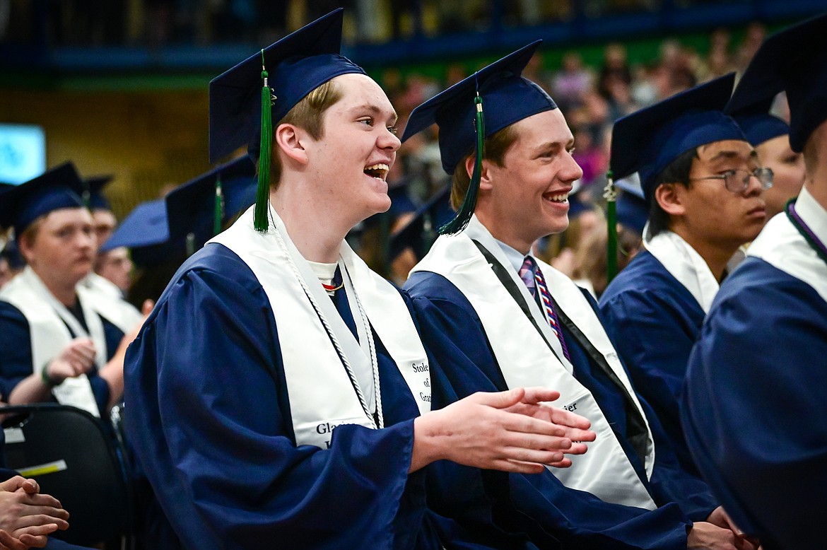 Graduates clap after a speech by classmate Olivia Baker at Glacier High School's Class of 2022 commencement ceremony on Saturday, June 4. (Casey Kreider/Daily Inter Lake)
