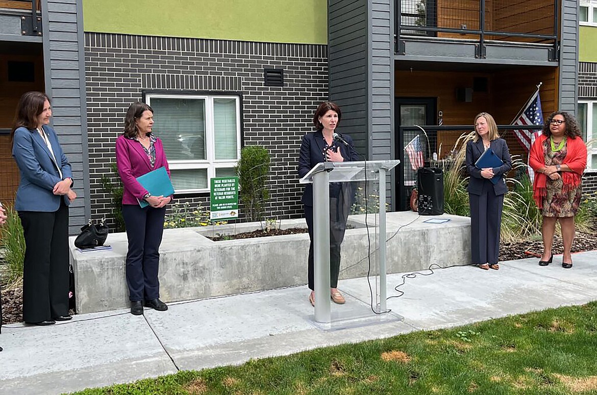 Margaret Solle Salazar, Region X director for the U.S. Housing and Urban Development agency, speaks at an event in Boise on Tuesday, May 31.