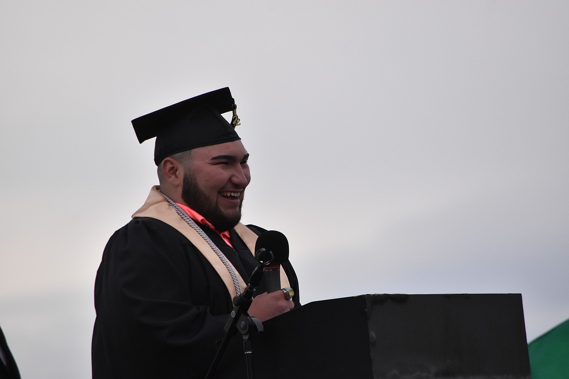 Nicholas Santillan, Jr. smiled as he spoke to his classmates as the final speaker of the night during RHS's graduation ceremony over the weekend.