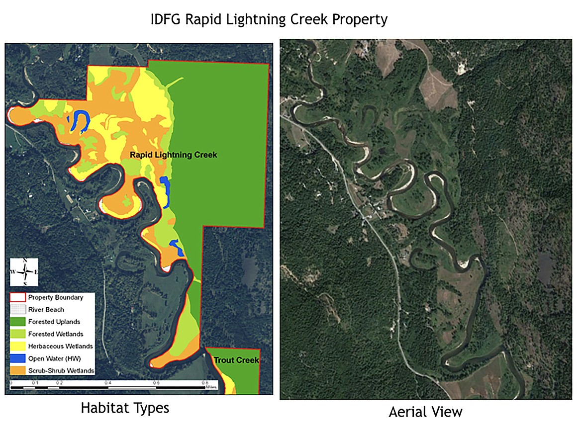 An illustration showing the types of habitat found on the Idaho Department of Fish & Game's property in the Rapid Lightning Creek area just east of the Pack River. The site is the location of a bioblitz starting Thursday.
