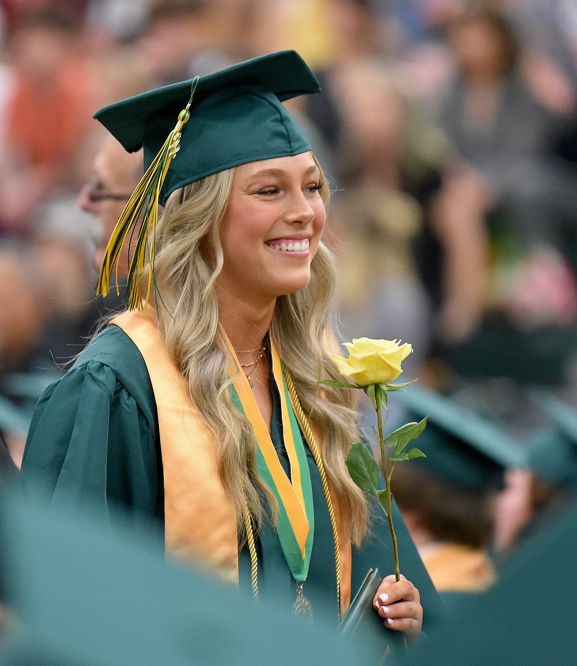 Maile Vine graduates with the Whitefish High School Class of 2022 Saturday during a commencement ceremony at the high school gym. (Whitney England/Whitefish Pilot)