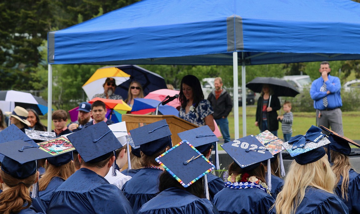 BFHS Principal Lisa Iverson addresses the Class of 2022 at the June 4, graduation.