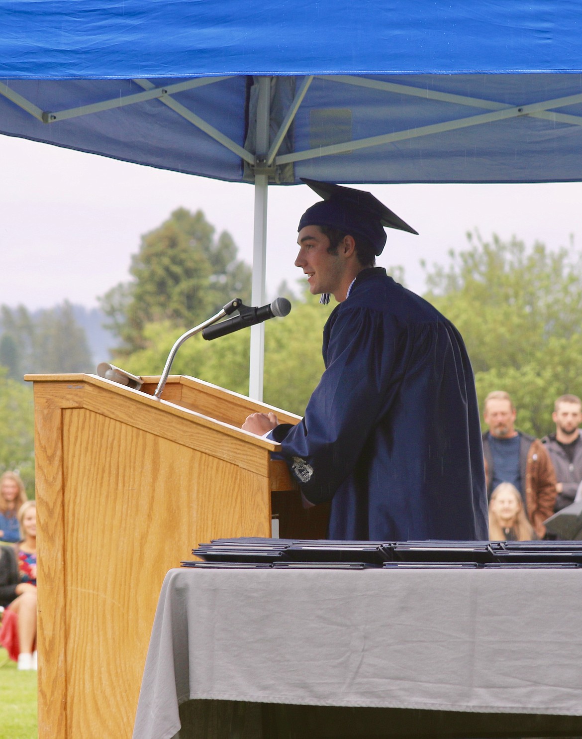 Senior Class President JAden Villelli address the Class of 2022 one last time at graduation on June 4.