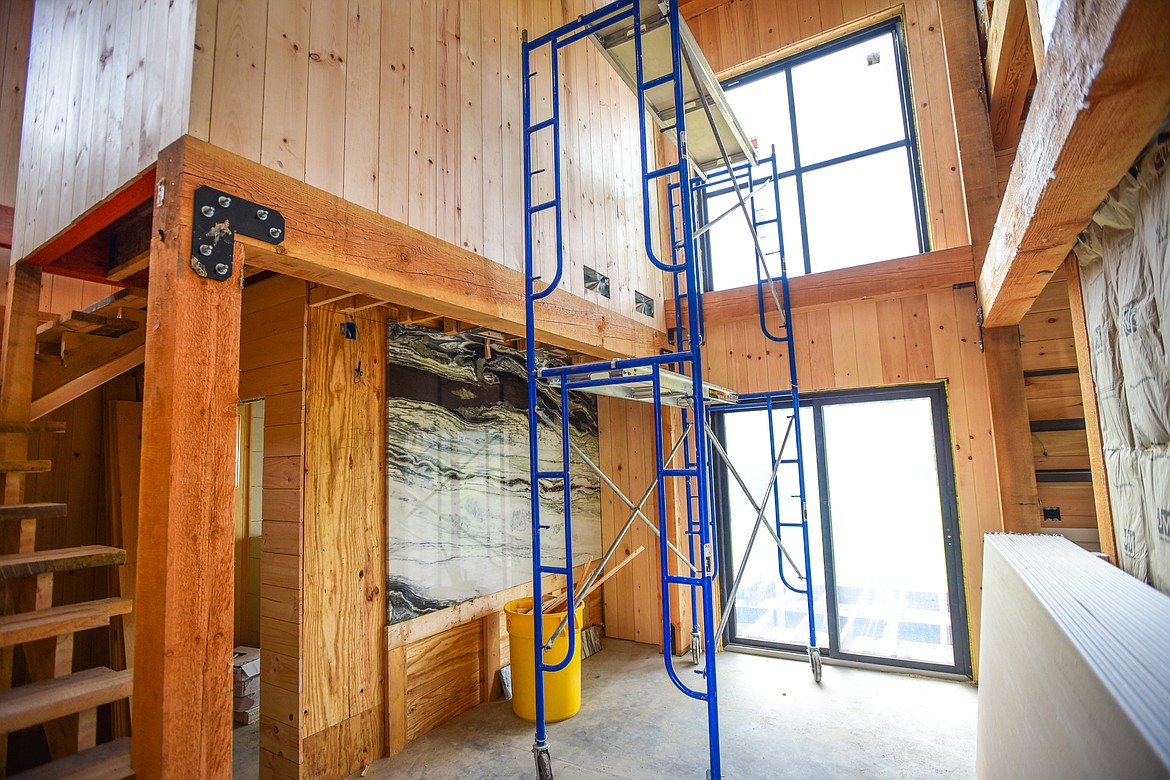 A view inside the first floor of one of the guest cabins under construction at Clydesdale Outpost near Whitefish on Tuesday, June 7. (Casey Kreider/Daily Inter Lake)