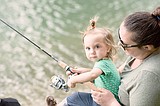 Kids fishing day at River’s Edge Park trout pond right after Heritage Days parade