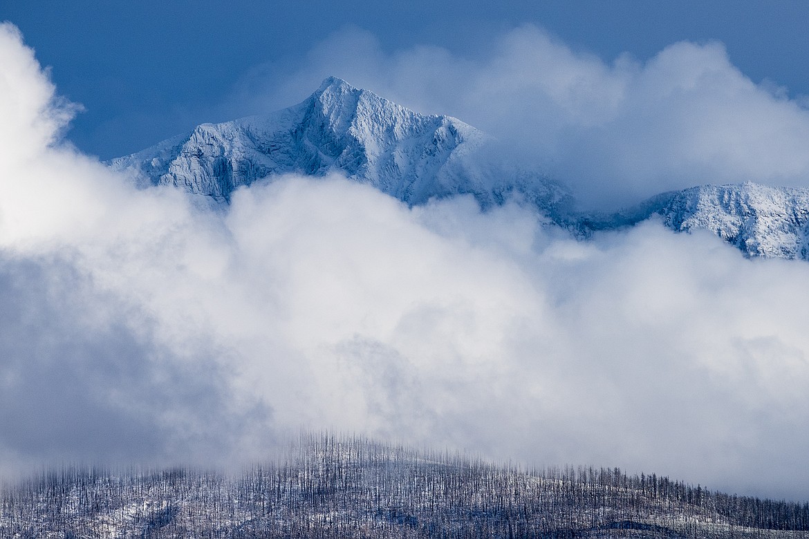 Mount Brown shrouded in clouds in Glacier National Park. (Hungry Horse News FILE)