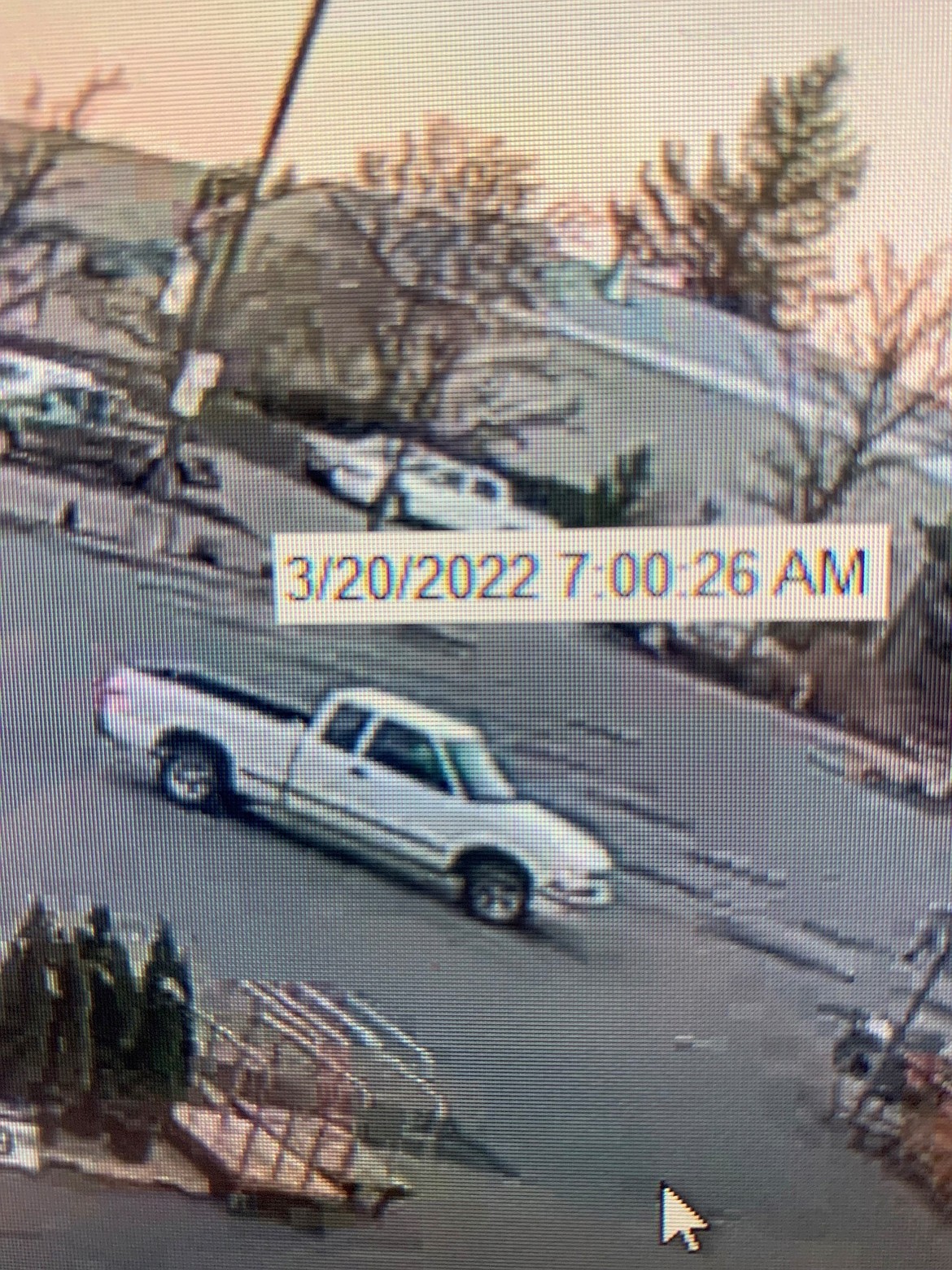 This smaller late 1990s to early 2000s white Chevy pickup was seen at the scene of a business burglary that happened early on March 20 in the 200 block of West Sunset Avenue in Coeur d'Alene. Those who have information are asked to contact Coeur d'Alene Police at 208-769-2320.