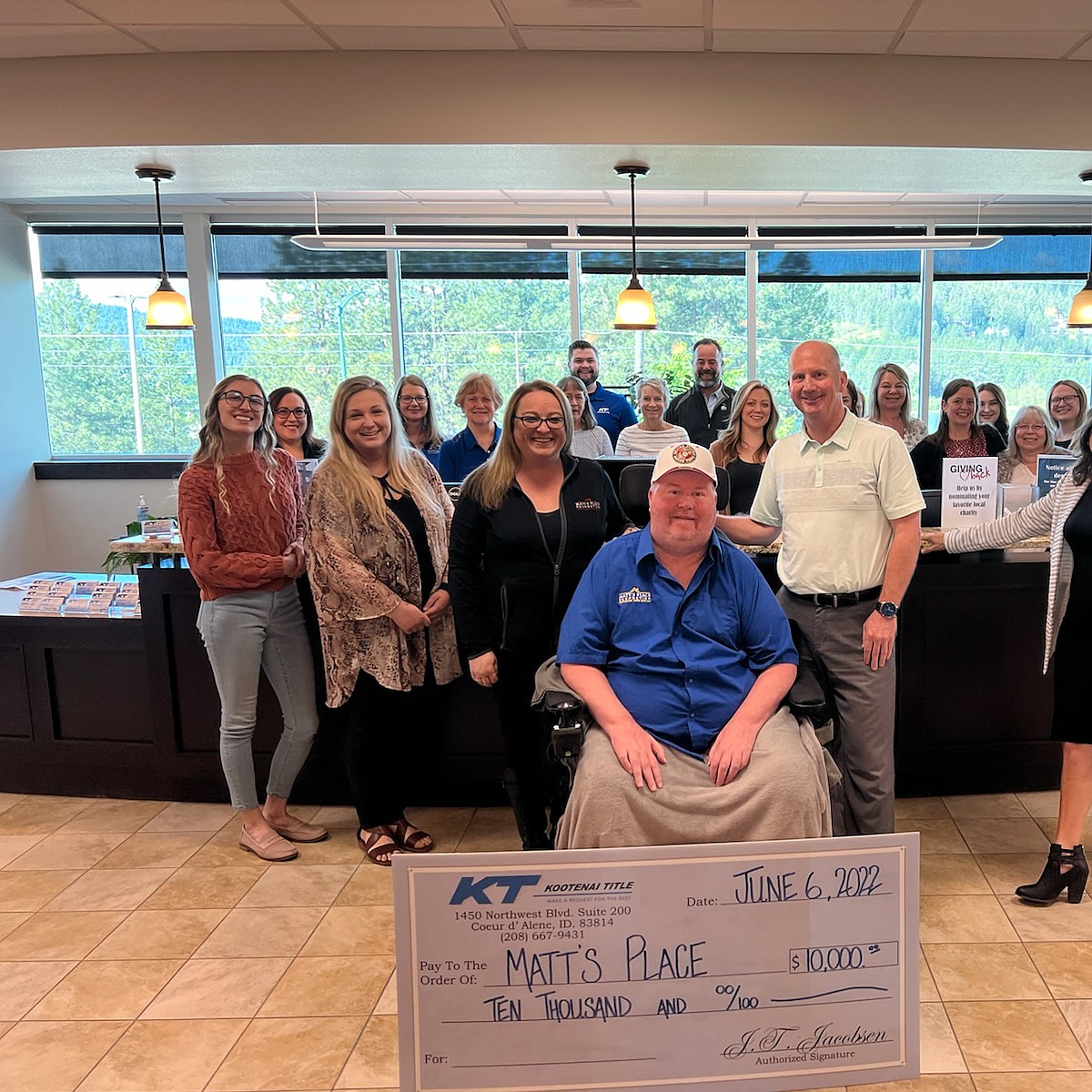 Kootenai Title donates to Matt's Place Foundation | Coeur d'Alene Press