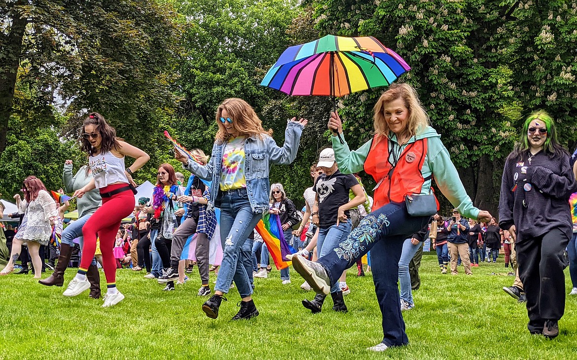 People enjoy the music and dance Saturday at Pride in the Park in Coeur d'Alene's City Park.