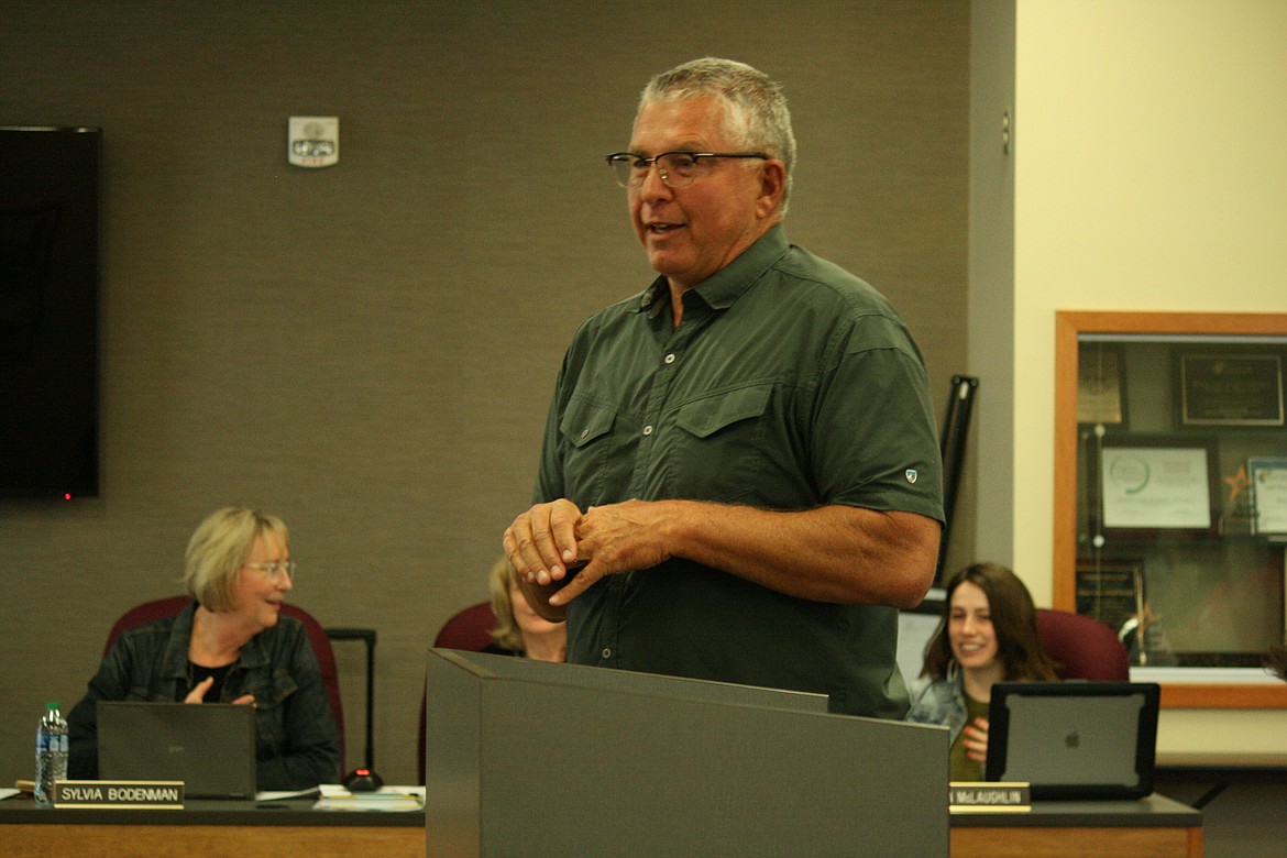 Greg Kittrell represented the committee tasked with finding a new name and mascot for Chief Moses Middle School in a presentation to the Moses Lake School Board Thursday.