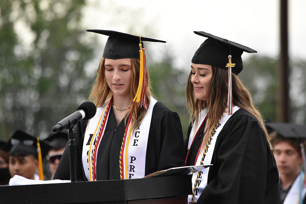 2021-22 ASB President and Vice-President Rashann Olsen, right, and Samantha MacNeil, left, spoke for the opening ceremony.