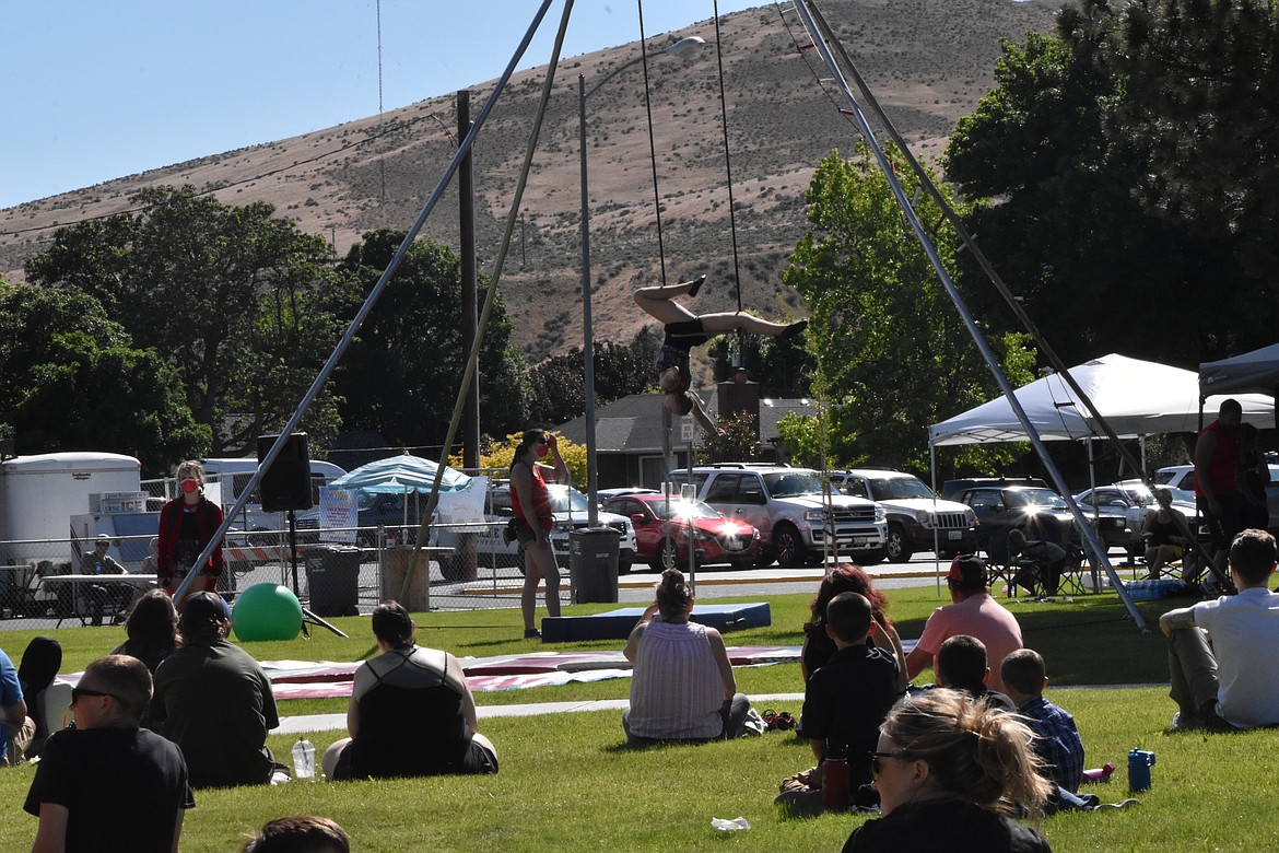 The Wenatchee Youth Circus performed on the lawn of the Grant County Courthouse three separate times on Saturday during the Sage-N-Sun Festival.