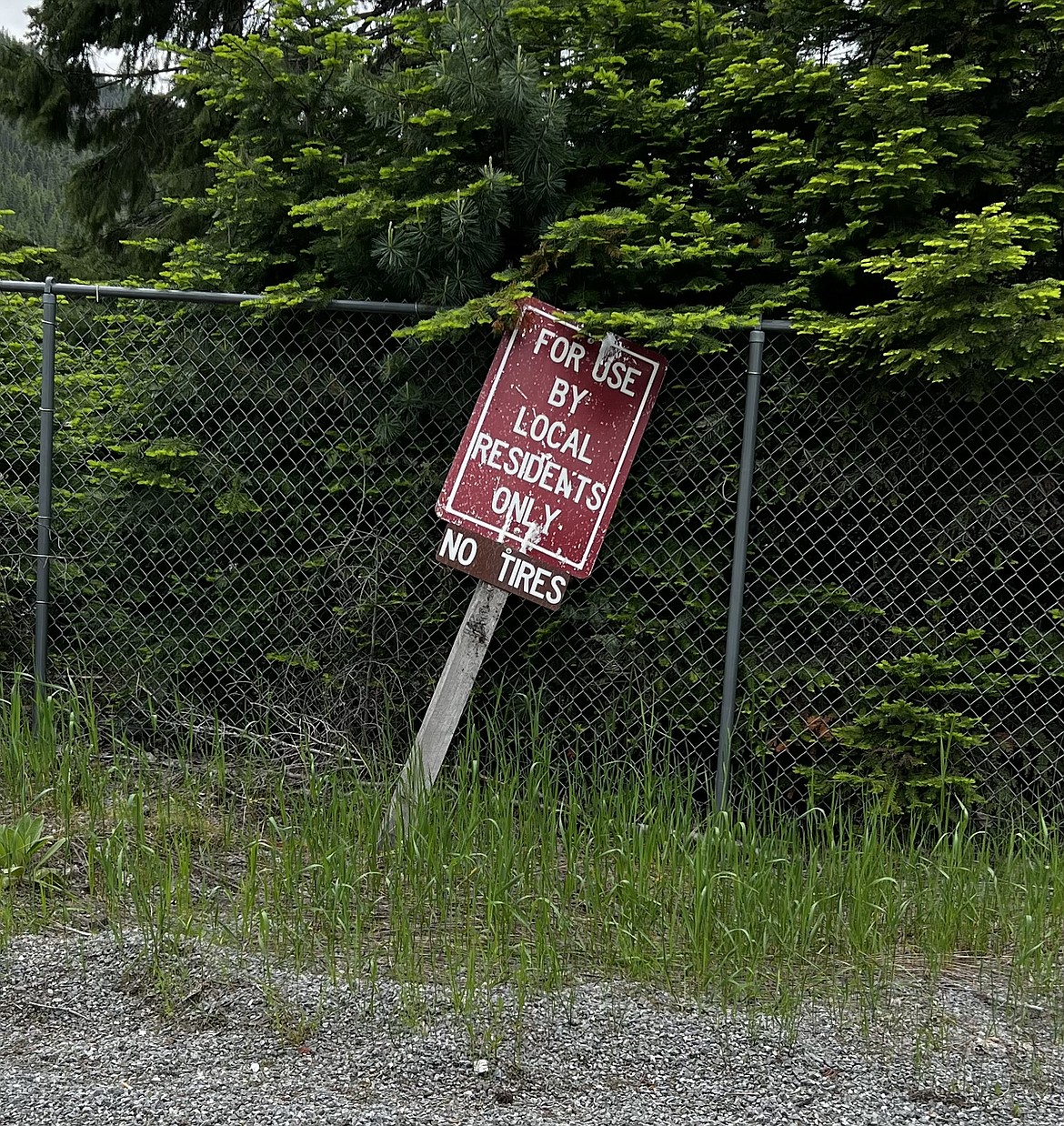 This sign stands at the entry to the Murray Dump, although it is widely believed that people from across the Montana border utilize the dump to dispose of their waste.