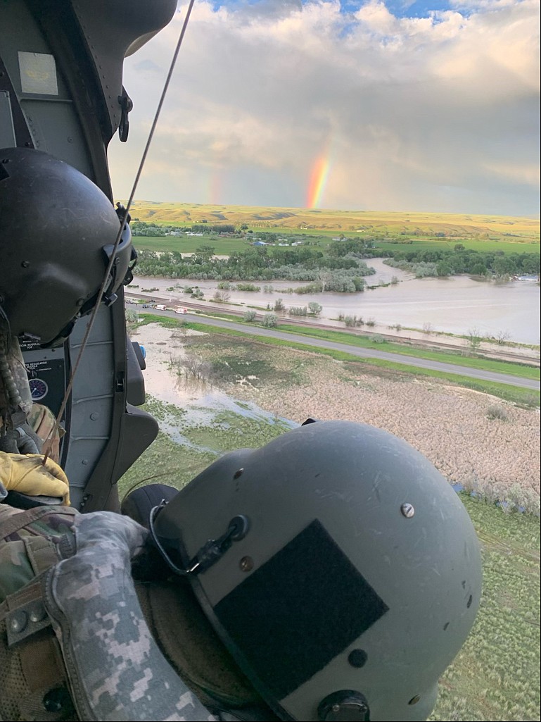 Members of the Montana National Guard conduct search and rescue operations in south central Montana following flooding this week. (Photo courtesy the Montana National Guard)