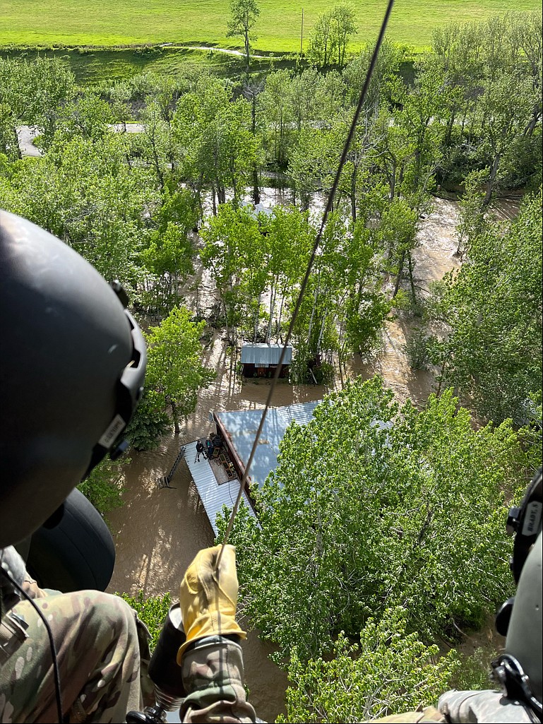 Members of the Montana National Guard conduct search and rescue operations in south central Montana following flooding this week. (Photo courtesy the Montana National Guard)