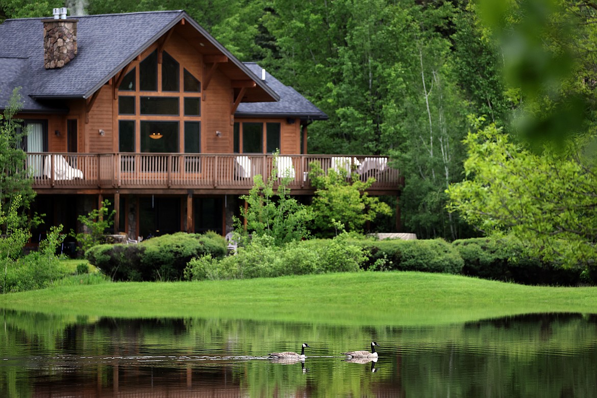 Geese float along on the flood waters in front of a house on Meadow Lake Golf Course in Columbia Falls Wednesday, June 15. (Jeremy Weber/Daily Inter Lake)