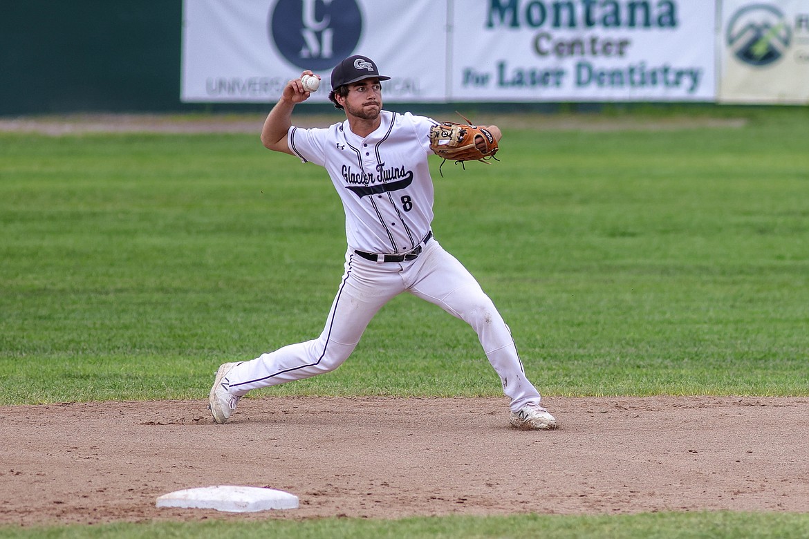 Shortstop Mason Peters slings an out at first on Sunday. (JP Edge photo)