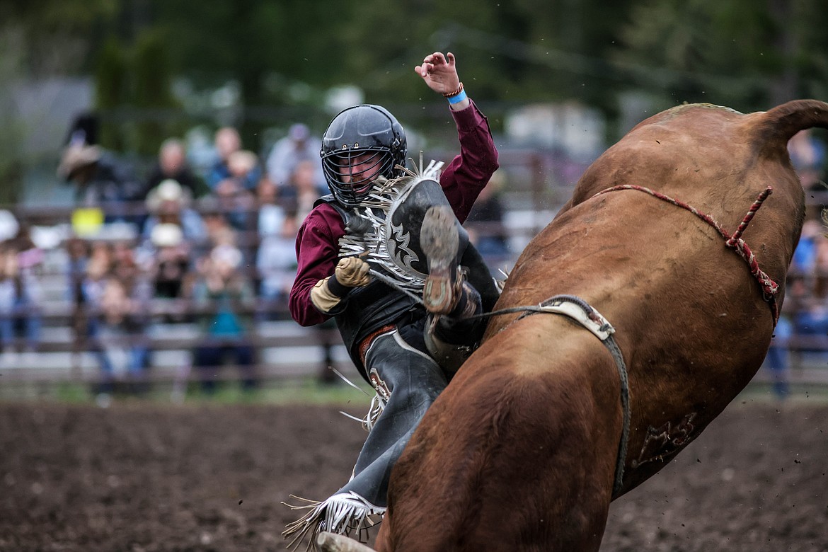 A bull rider gets thrown from its back after his ride. (JP Edge photo)