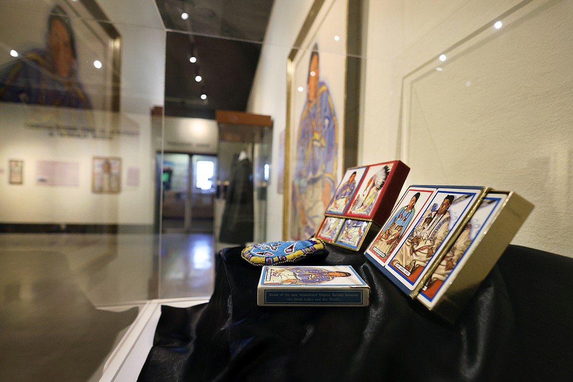 Playing cards produced by the Great Northern Railway using the portraits painted by Winold Reiss are part of the new exhibit at the Museum of the Plains Indian in Browning. (Jeremy Weber/Daily Inter Lake)
