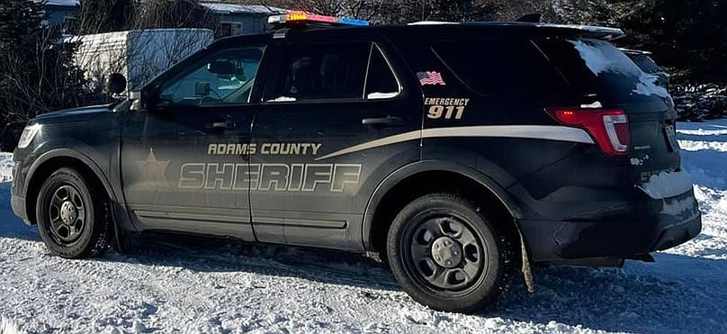 An Adams County Sheriff's Office vehicle from January, 2022. ACSO deputies arrested a Washtuchna man Monday for attempted murder after he shot a cyclist twice who was camping in the city's park.