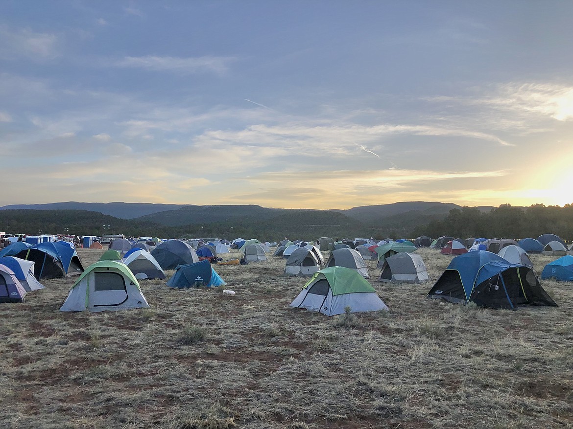 Tent city on the Hermits Peak/Calf Canyon fires in North Central New Mexico last month. (Tracy Scott/Valley Press)