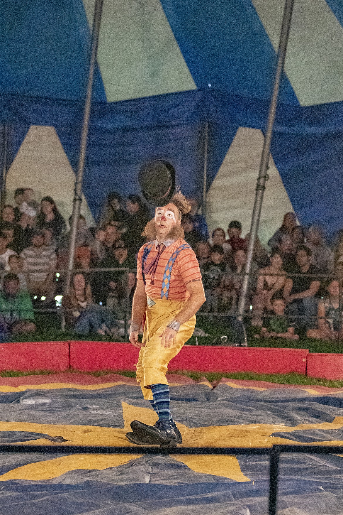 Leo the Clown entertains the crowd at the first performance of the Culpepper & Merriweather Circus in Ronan on Saturday afternoon.