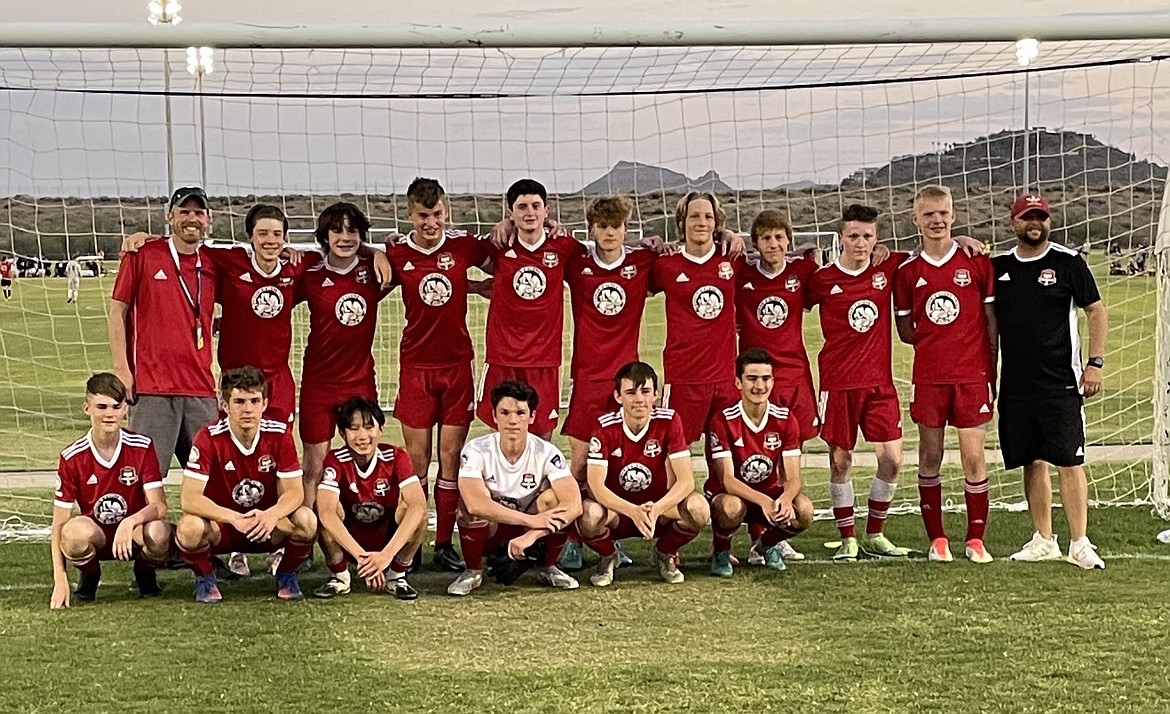 Courtesy photo
The Timbers North FC 2007 boys red competed last week at the U.S. Youth Soccer Far West Regionals in Phoenix. In the front row from left are Corbin Blair, Zach Kerns, Philip Du, Malachi Chafin, Keaton Gust and Jaxon Fantozzi; and back row from left, Landon Anderson, Alex Wood, Ben Crabb, Caiden Gion, Nate Simon, Liam Martin, Cody Kemp, Ronan Sternberg, Mason Thaxton, Sawyer Anderson and coach Matt Ruchti.