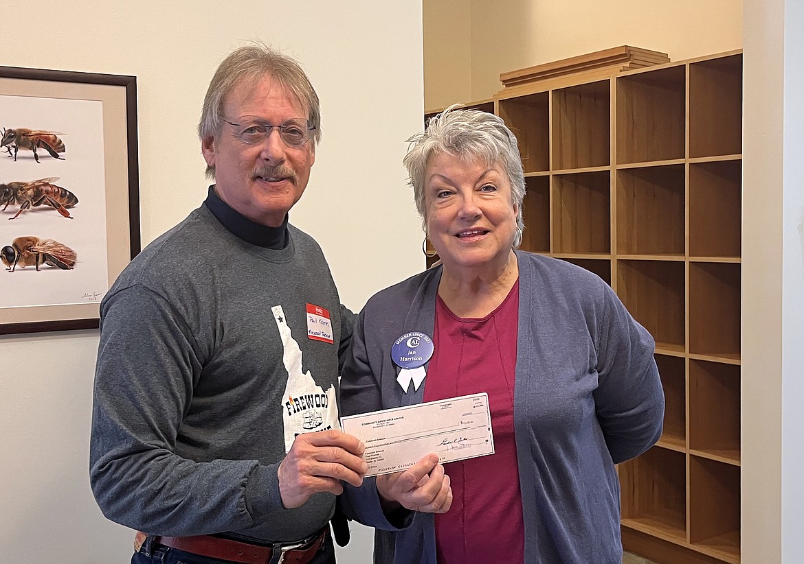 On June 20, the Community Assistance League held a celebration of giving at the University of Idaho Sandpoint Organic Agricultural Center on North Boyer. Over 80 people attended the grant and scholarship award ceremony during which over $150,000 was distributed to worthy students and community organizations. Firewood Rescue, represented by founder Paul Krames received a $3,400 check from the grant committee headed by Jan Harrison, chair. The funds will be used to purchase much-needed equipment including a hydraulic splitter, utility trailer and small shed to house some equipment. A 501(c)3, Firewood Rescue has been providing emergency supplies of firewood for over four years to individuals and families in dire need due to circumstances beyond their control.