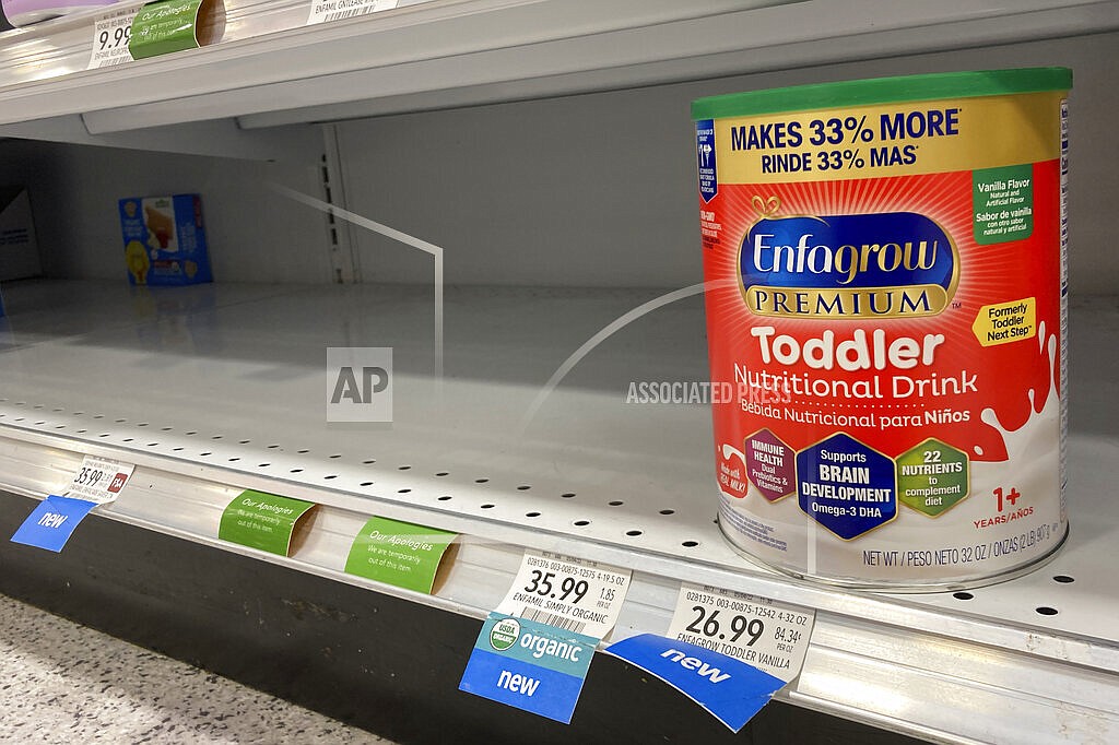 A can of Toddler Nutritional Drink is shown on a shelf in a grocery store, Friday, June 17, 2022, in Surfside, Fla. (AP Photo/Wilfredo Lee)