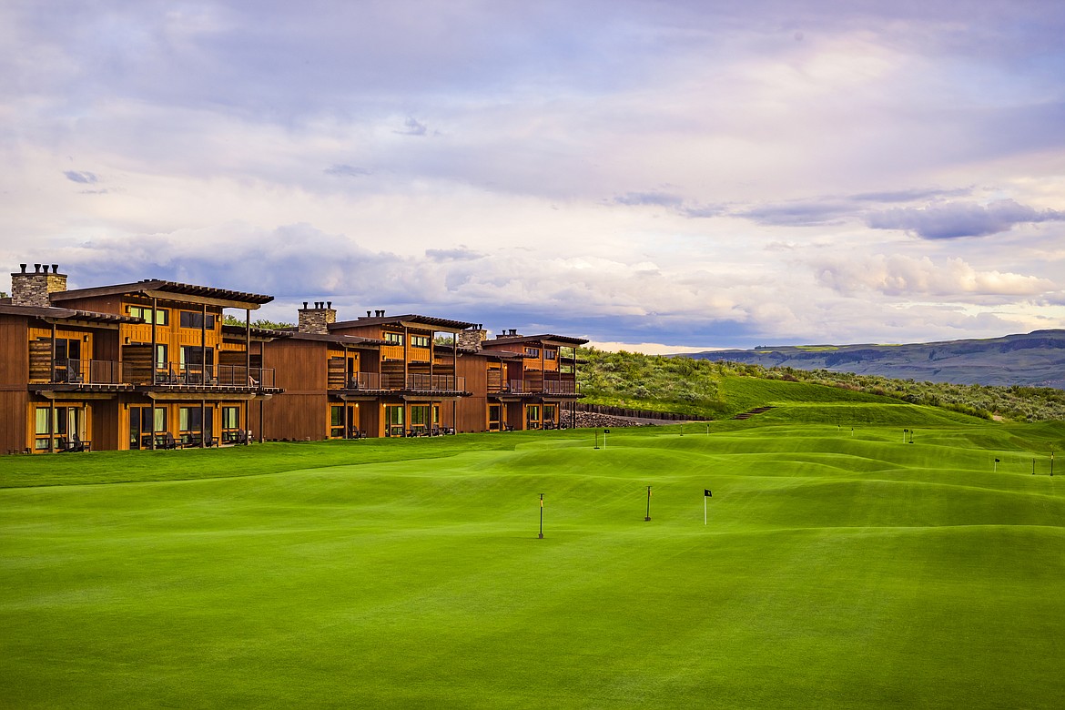 The Inn at Gamble Sands (left) overlooks the putting greens at the resort near Brewster. The resort offers visitors the opportunity to play a traditional links-style course in addition to features like the putting green and a pro shop.