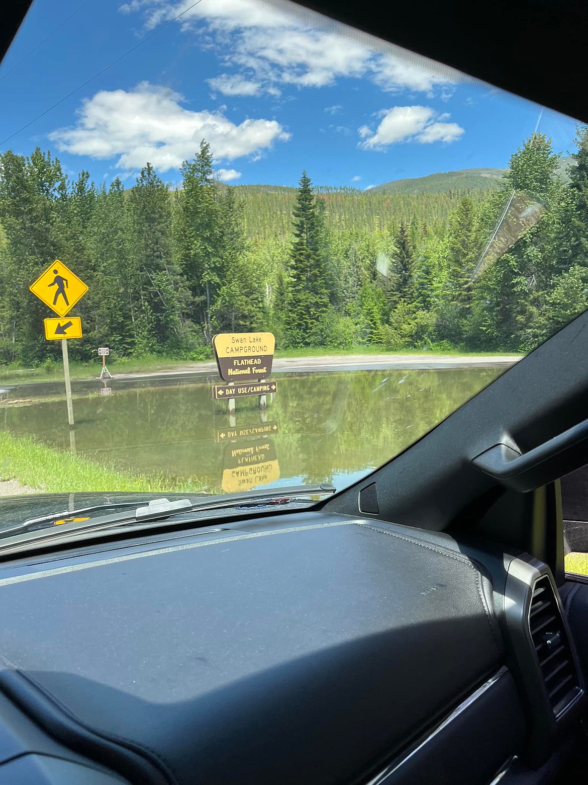 Flooding at Swan Lake Campground. (photo provided by Jamie Osborne Wenzel)