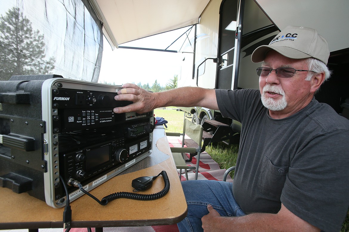 Kootenai Amateur Radio Society member Jerry Hart on Friday discusses the hobby and uniqueness of ham radio operation while showing the "go box" ham radio he built. The Amateur Radio Field Day begins at 11 a.m. today and goes through 11 a.m. Sunday.