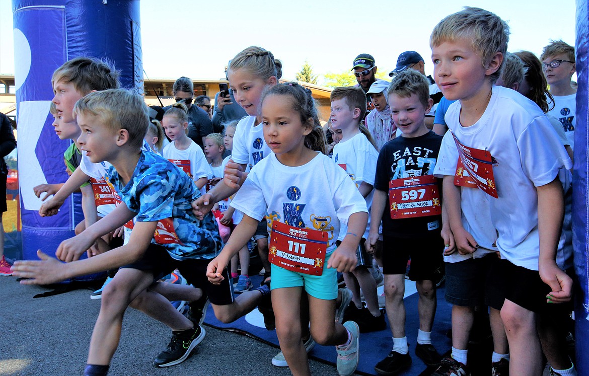Kids are eager to run on Saturday in IronKids at McEuen Park.